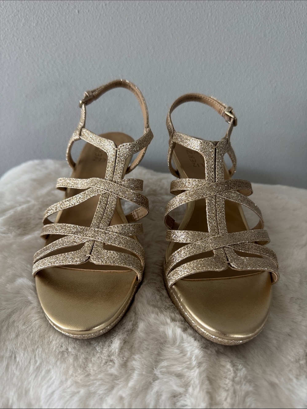 Gold Glitter Strappy Women’s Sandals